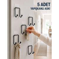 5 Adet Yapışkanlı Duvar Askısı Çok Amaçlı Pratik Askılık Seti