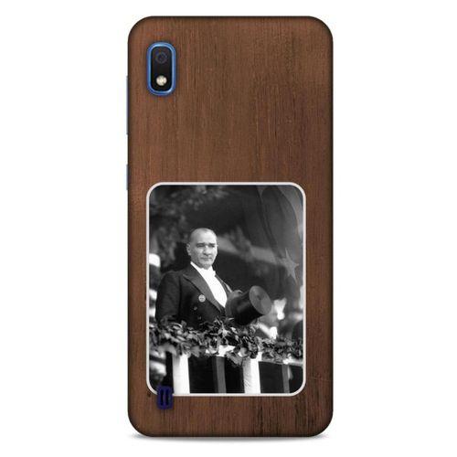Samsung Galaxy A10 Kılıf Atatürk (35) Fit Design Kılıf Kahverengi Duvar
