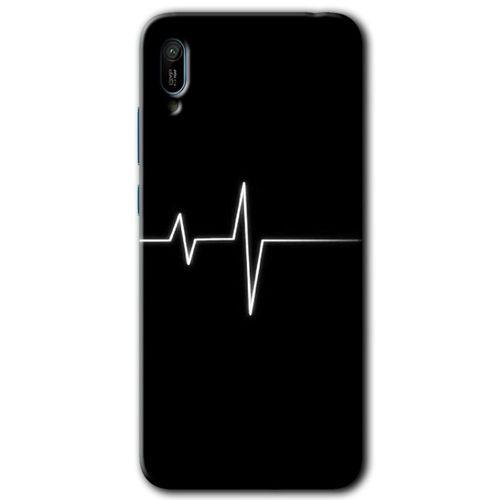 MRCİLETİSİM Huawei Y6 2019 Kılıf Baskılı Kapak - Heart Rytm + 5D Tam Kaplayan Cam