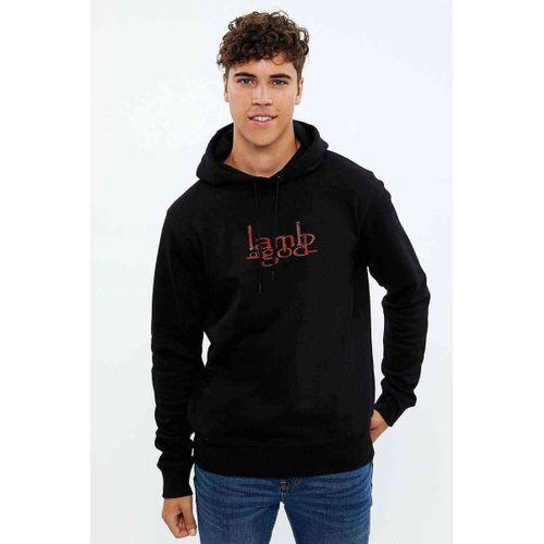 Lamb Of God Baskılı Siyah Erkek Kapşonlu Sweatshirt
