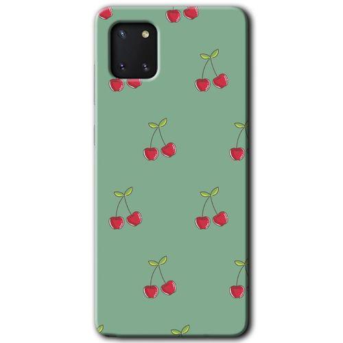 MRCİLETİSİM Samsung Galaxy A81 Kılıf HD Desen Baskılı Arka Kapak + Temperli Cam - Kiraz Berry