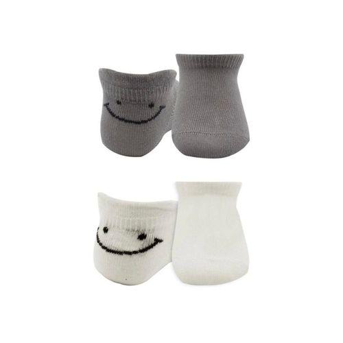 2'li Sneakers Smile Penye Çorap Gri Ekru Yumuşak Ve Rahat Günlük Çorap