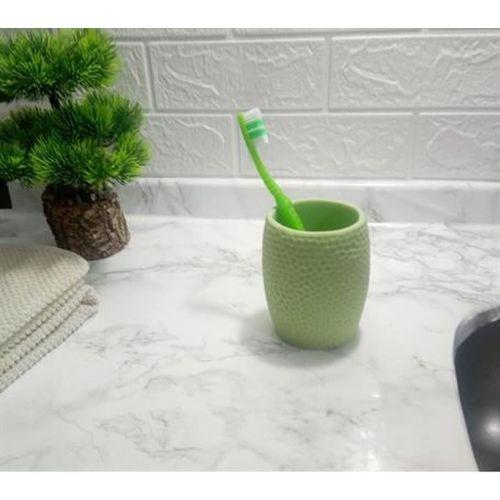 2 Adet Diş Fırçalık,Macunluk Yeşil Petek Desenli Poliresin 8X8X10Cm 400Ml Banyo Seti