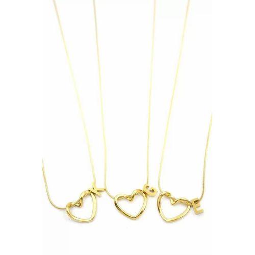 24'lü Kalp Harf Kolye - Altın