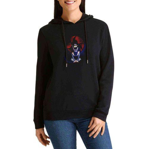 Naruto Anime Baskılı Siyah Kadın Kapşonlu Sweashirt