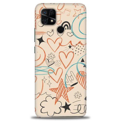 Xiaomi Redmi 10C Kılıf HD Baskılı Kılıf - Notalar Turuncu + Tam Ekran Koruyucu