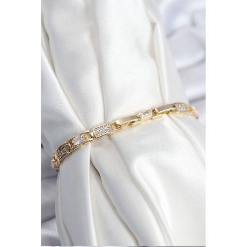 Pirinç VIP Seri Gold Renk Zirkon Taşlı Model Kadın Bileklik
