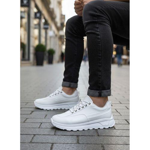 BA0246 Beyaz Bağcıklı Yüksek Taban Günlük Erkek Ayakkabı