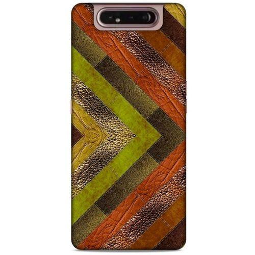Samsung Galaxy A80 Kılıf Patchwork (10) Full Koruma Kılıfı Yeşil Turuncu