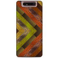 Samsung Galaxy A80 Kılıf Patchwork (10) Full Koruma Kılıfı Yeşil Turuncu