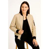 Içi Astarlı Fermuarlı Bomber Mont Ceket - Bej