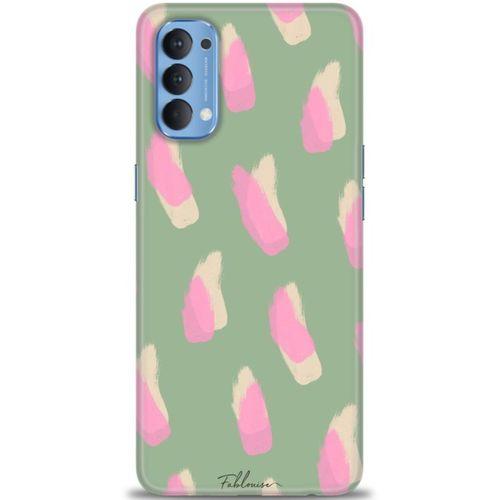 Oppo Reno 4 Kılıf HD Baskılı Kılıf - Pembe Krem + Tam Ekran Koruyucu