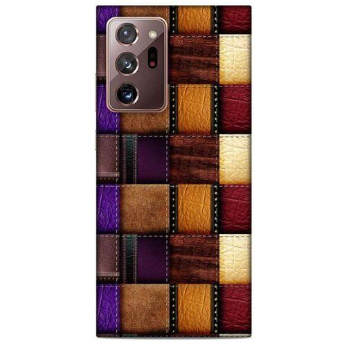Samsung Galaxy Note 20 Ultra Kılıf Patchwork (13) Silikon Kap Mor Turuncu