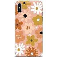 iPhone XS Kılıf HD Baskılı Kılıf - Kahveli Çiçekler + Tam Ekran Koruyucu