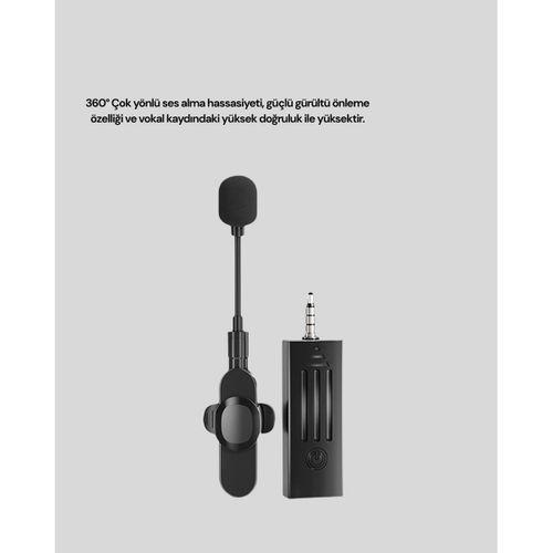 2.4 Ghz Kablosuz Yaka Mikrofonu – 60 Metre Menzil, Gürültü Azaltma, Type-c Şarjlı