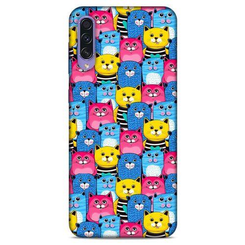 Lopard Samsung Galaxy A50s Uyumlu Kılıf Kediler (36) Glitter Kılıf Mavi Pembe