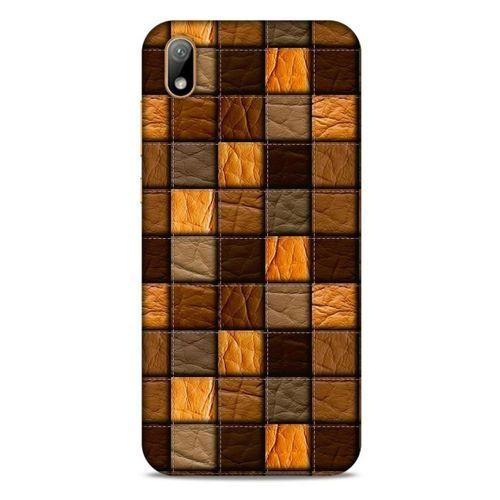 Huawei Y5 2019 Kılıf Patchwork (32) Soft Silikon Kılıf Turuncu Kahve