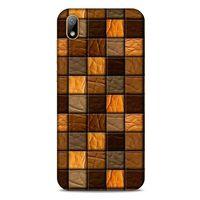 Huawei Y5 2019 Kılıf Patchwork (32) Soft Silikon Kılıf Turuncu Kahve