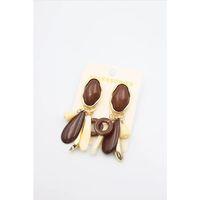 Taşlı Sallantılı Küpe - Kahverengi