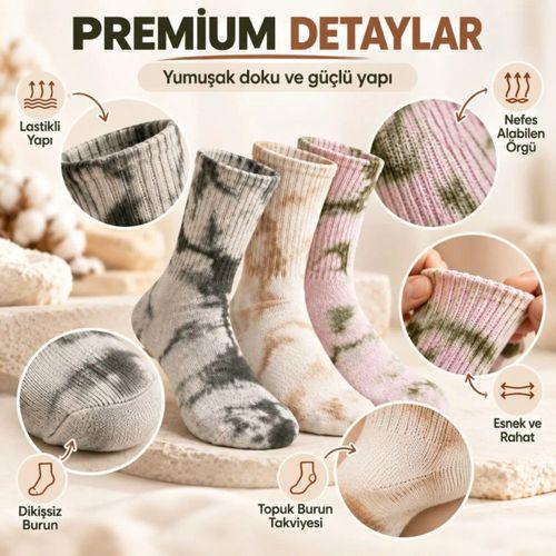 Unisex Batik Desenli Çorap 6'lı Set Pamuklu Uzun Soket Dikişsiz Nefes Alan Günlük Spor Konfor Çorabı