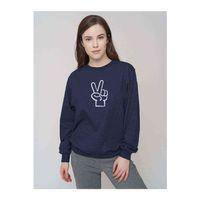 Peace Baskılı Indigo Mavi Kadın Sweatshirt