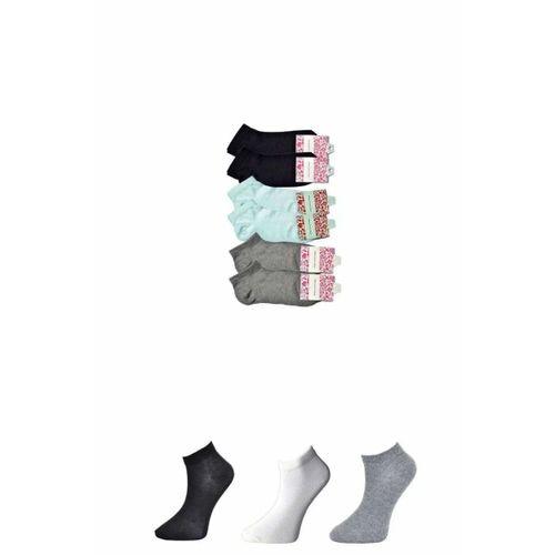 Siyah Gri ve Beyaz Kadın Bilek Çorap 6 çift