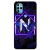 Potkal Hediye Fabrikası Omix X500 Kılıf HD Desen Baskılı Arka Kapak - Dark Neon Yaprak N Harfi