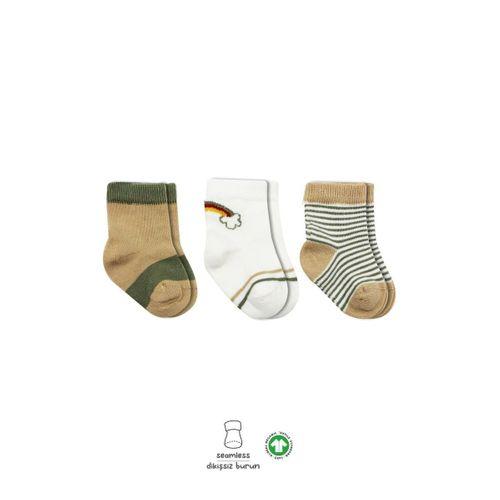 Bistyle Bistyle 3'Lü Penye Rainbow Soket Çorap BS10113 Nil