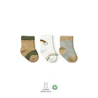 Bistyle Bistyle 3'Lü Penye Rainbow Soket Çorap BS10113 Nil