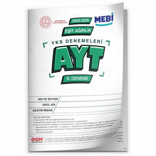 2026 ÖSYM YKS-AYT MEBİ OGM EŞİT AĞIRLIK Deneme Paketi Güncel 6lı SET (Seri Deneme) BASKI ÜCRETİ