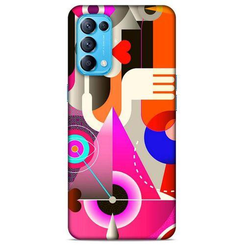 Lopard Oppo Reno 5 5G Uyumlu Kılıf Soyut Sanat (17) Baskılı Tasarım Kılıf