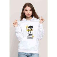 Pubg Winner Winner Baskılı Beyaz Kadın Kapşonlu Sweatshirt