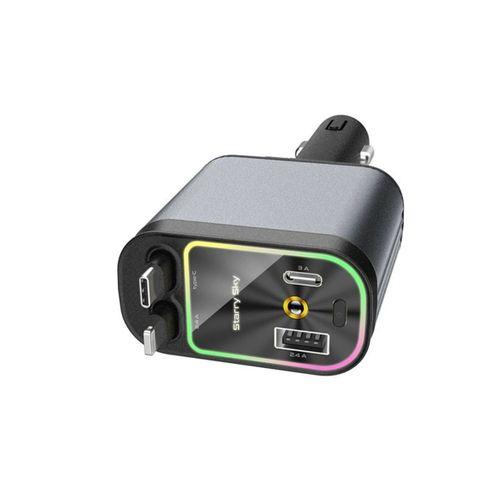 4’ü 1 Arada Çift Usb Bağlantı Çakmaklık, Type-c Hızlı 66w,geri Çekilebilir Araç Telefon Şarj Cihazı