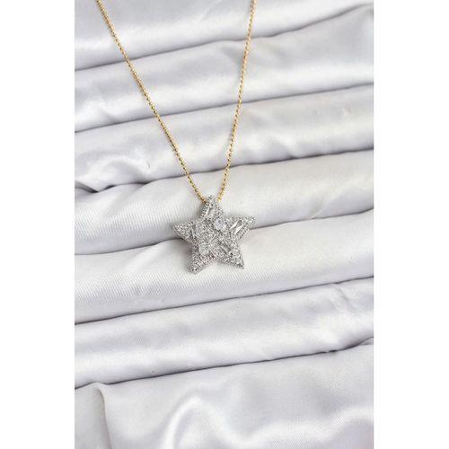 316L Çelik Zincir Gold Renk Zincirli Gümüş Yıldız Model Kadın Kolye