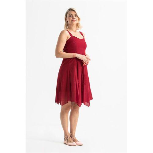 Kolsuz Vual Emel Kısa Yazlık Elbise Bordo Brd