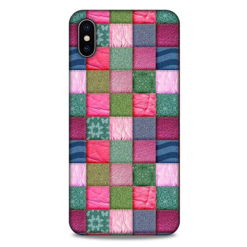 Apple iPhone XS Max Kılıf Patchwork (35) Fit Design Kılıf Toz Pembe Lacivert