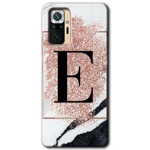 Redmi Note 10 Pro Kılıf HD Desen Baskılı Arka Kapak - Pembe Mermer Desenli E Harfi