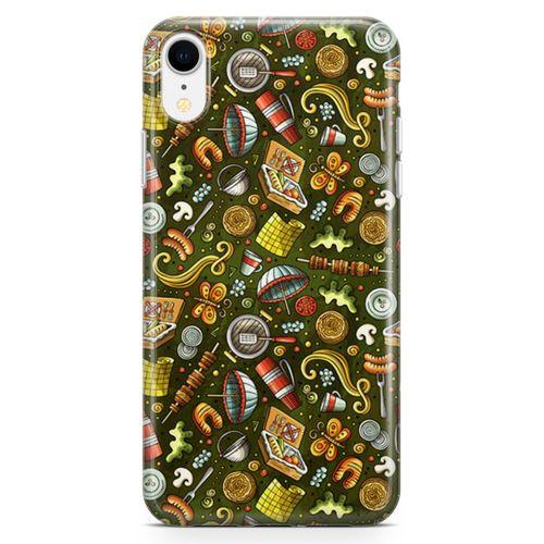 Apple iPhone XR Kılıf Barbekü Doodle Arka Kapak Koruma Desenli Full Koruyucu
