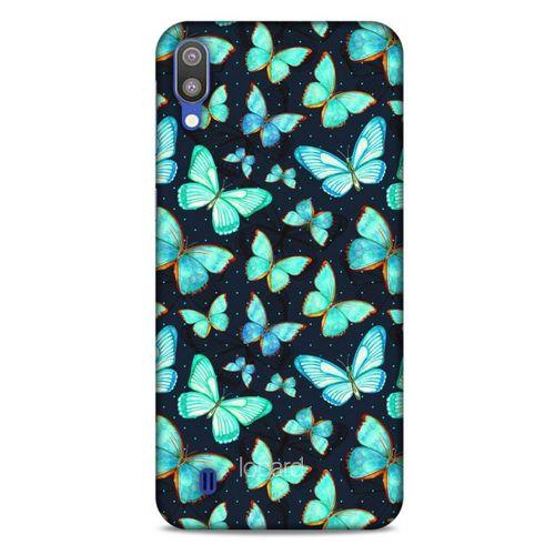 Samsung Galaxy M10 Kılıf Kelebek Etkisi (12) Koruyucu Silikon Beyaz Mavi