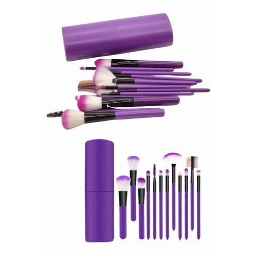 12 Parça Makyaj Fırça Seti Profesyonel Fondöten Allık Far Kontür Fırçası