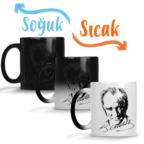 Atatürk İmzalı Sihirli Kupa Bardak Porselen