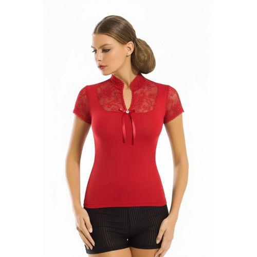 Berrak Dantelli Yarım Kollu Kadın Bluz Elestan