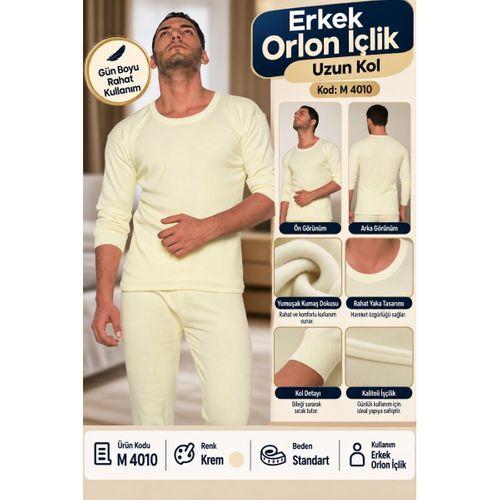 Erkek Orlon İçlik Uzun Kol Krem – Standart Beden Termal İçlik – M 4010