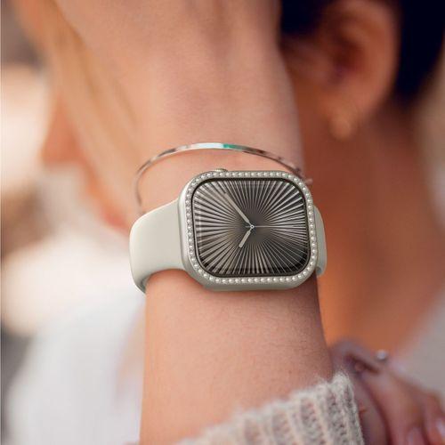 Apple Watch 10 46mm Amazingthing Gleam Fit FullGuard Taşlı Sert PC Kasa ve Ekran Koruyucu