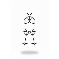 Siyah Harness Takım Deri Boyundan Bağlamalı Halka Detaylı - Brf161