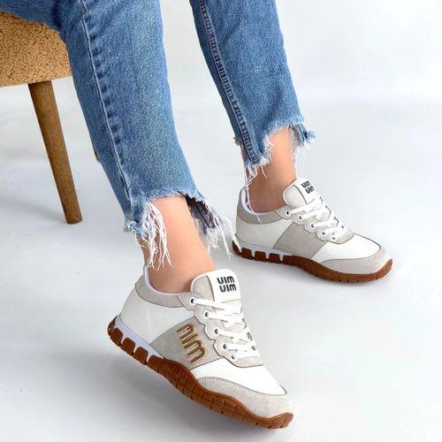 Marje Beyaz Cilt Bağcıklı Spor Ayakkabı