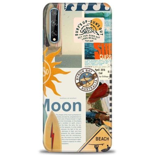 Huawei P Smart S Kılıf HD Baskılı Kılıf - Moon + Tam Ekran Koruyucu
