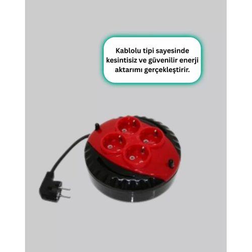 Ev Ve Ofis İçin 5 Metre Kablolu 4 Priz Makarası