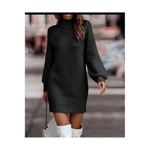 Kadın Uzun Kollu Balıkçı Yaka Mini Triko Elbise