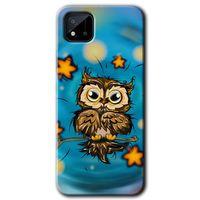 MRCİLETİSİM Realme C11 Kılıf HD Desen Baskılı Arka Kapak + Temperli Cam - Owl Bird Stars